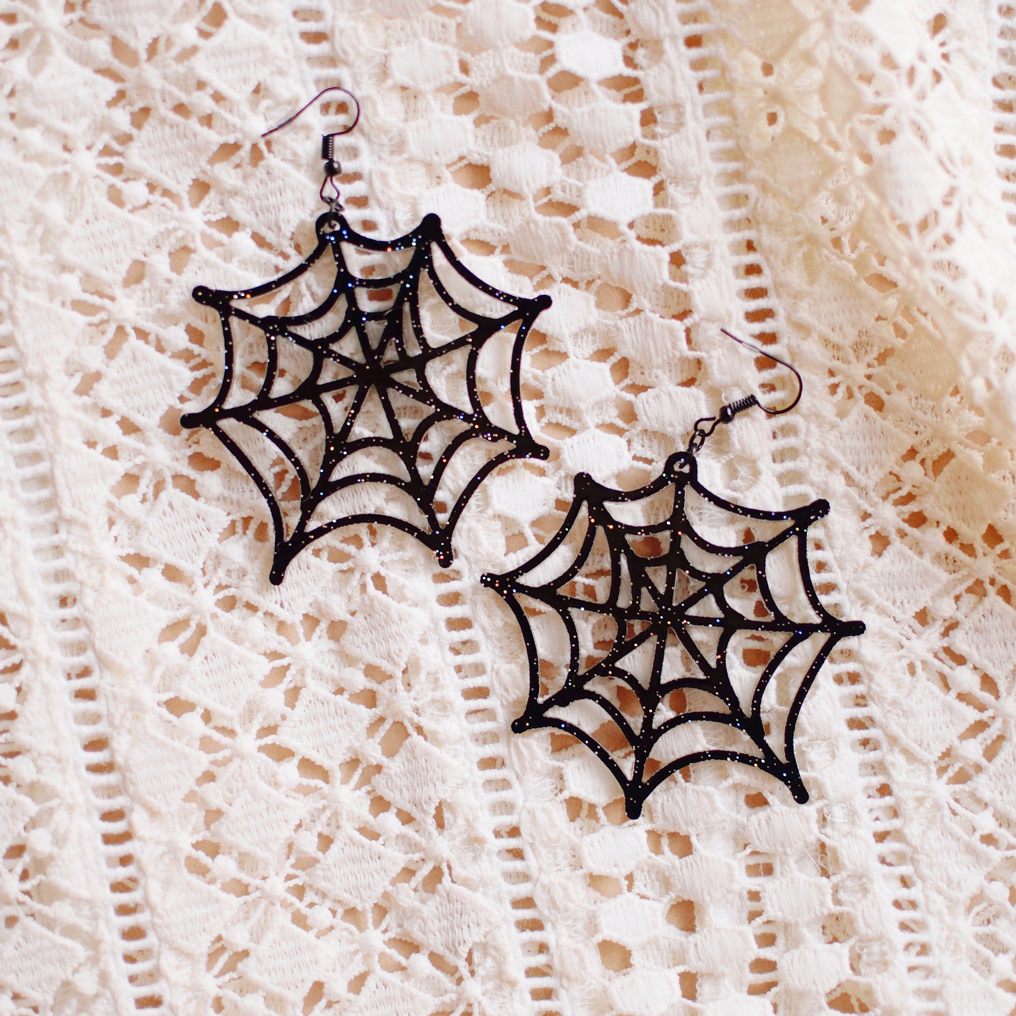 Earrings - Halloween Spiderweb Hoops - Spooky Screams