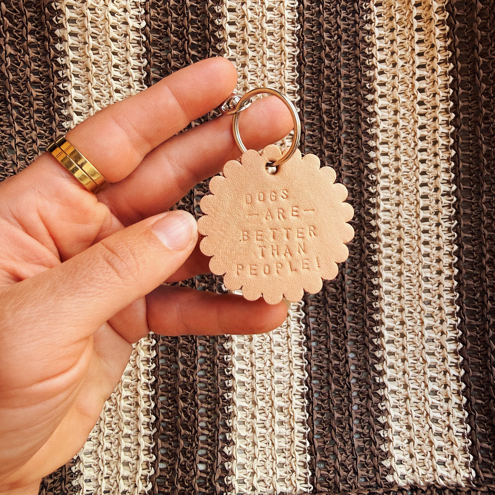 Keychain - Scalloped Edge Leather - DOGS ARE BETTER THAN PEOPLE!