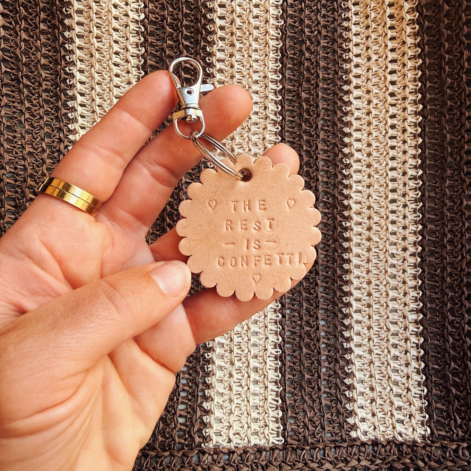 Keychain -  Scalloped Edge Leather - THE REST IS CONFETTI
