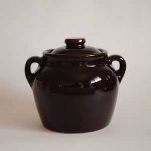 Thrifted Goods - Vintage Brown Pottery Pot w/lid