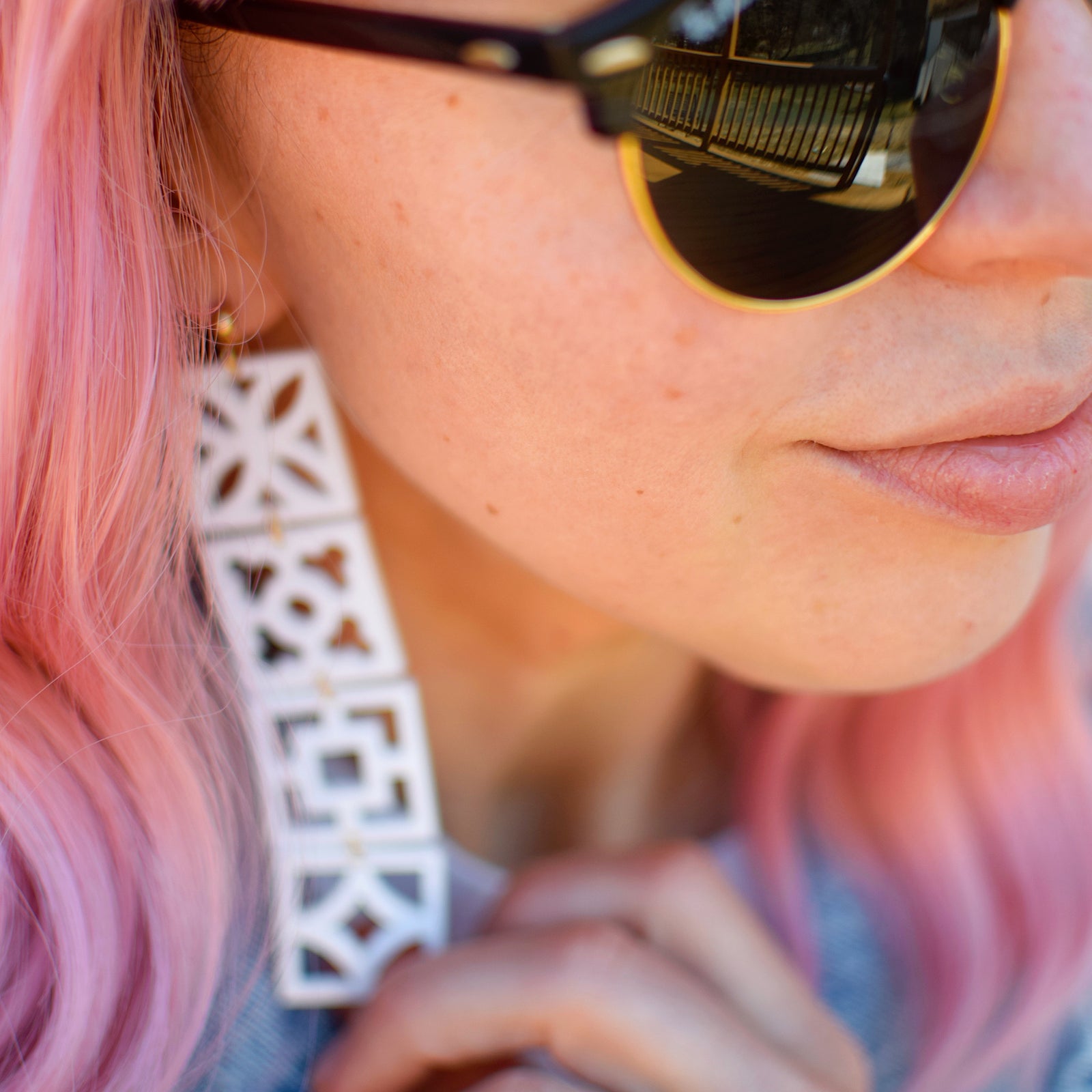 Earrings - Breeze Block Mega Stacked Mismatching Post Dangle