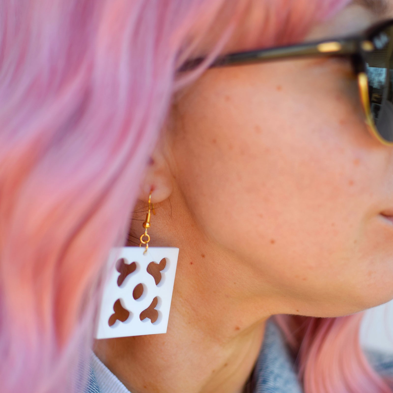 Earrings - Breeze Block Single Matching Dangle - Style No. 4