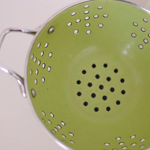 Thrifted Goods - Small Metal Colander (Green Apple)