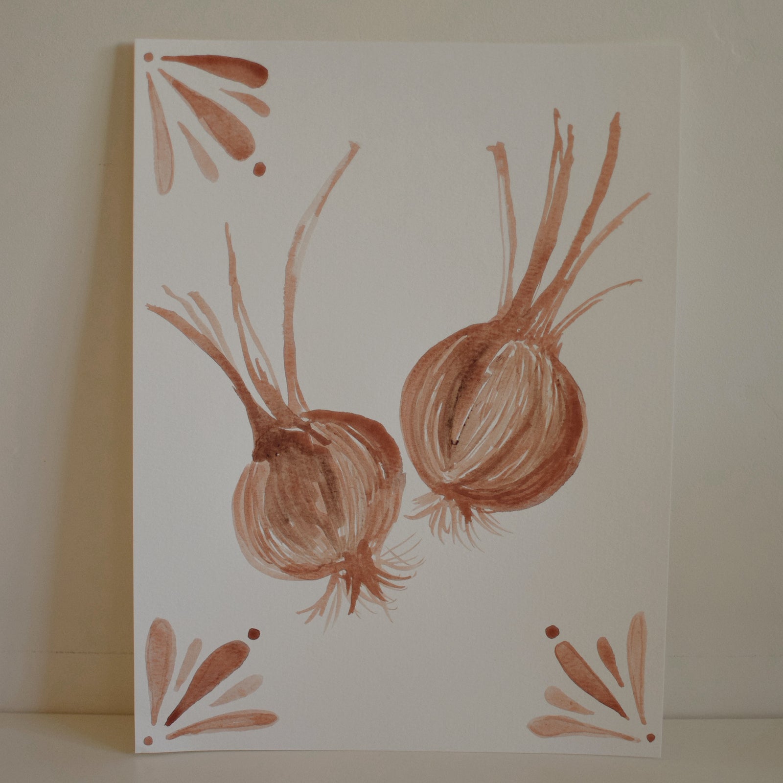 Original Watercolor Painting - Luna's Collection - Sprouting Onions