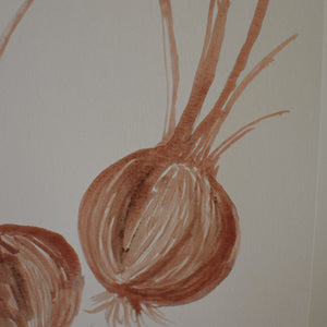Original Watercolor Painting - Luna's Collection - Sprouting Onions
