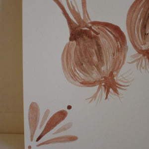 Original Watercolor Painting - Luna's Collection - Sprouting Onions