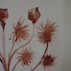 Original Watercolor Painting - Luna's Collection - Thistle Spray