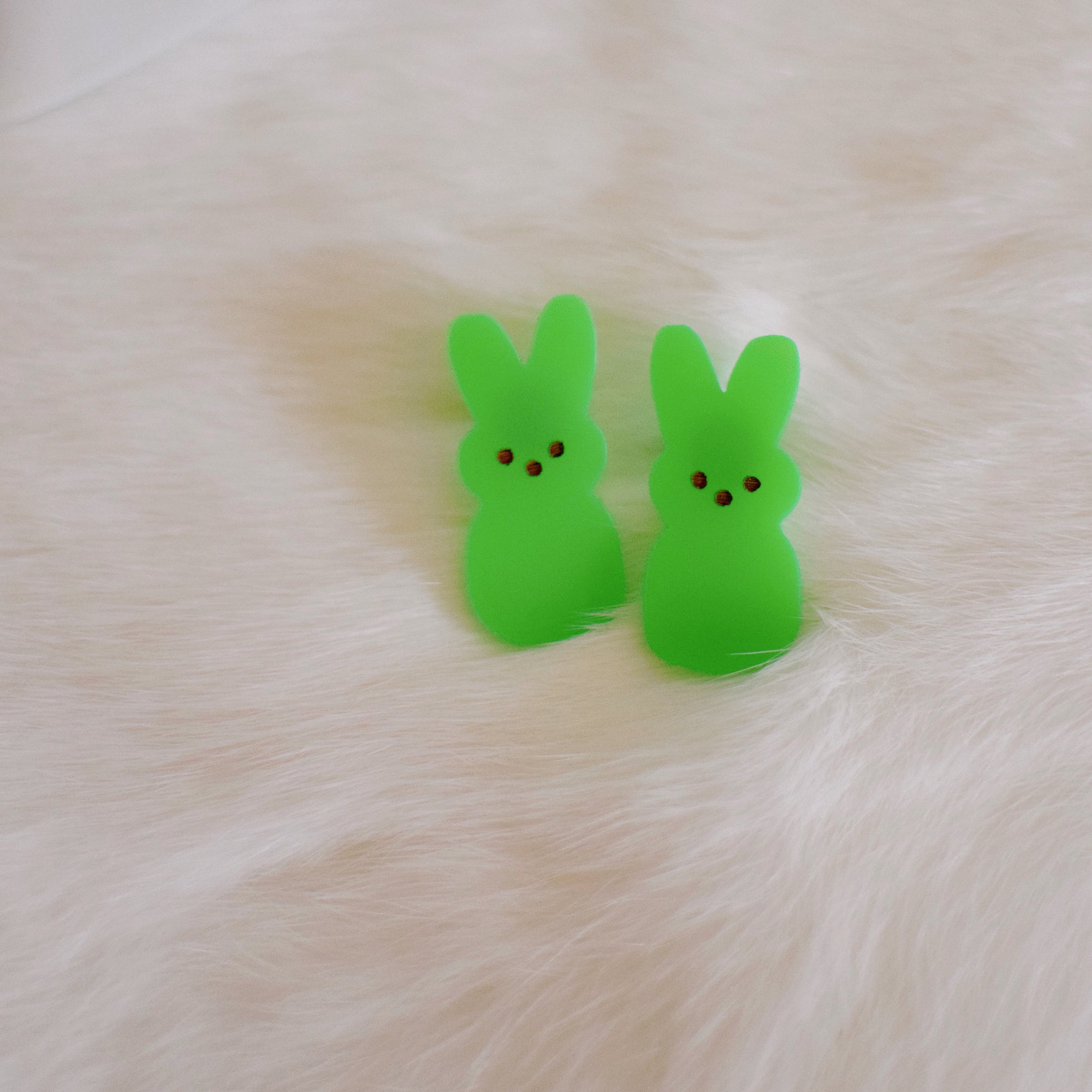 Earrings - Spring/Easter - Acid Green Bunny Peep Posts