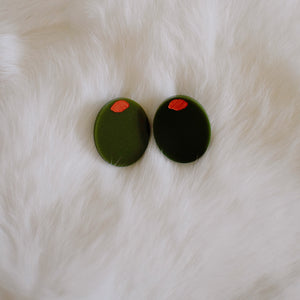 Earrings - Bar Collection - Pimento Olive Studs - Olive Green