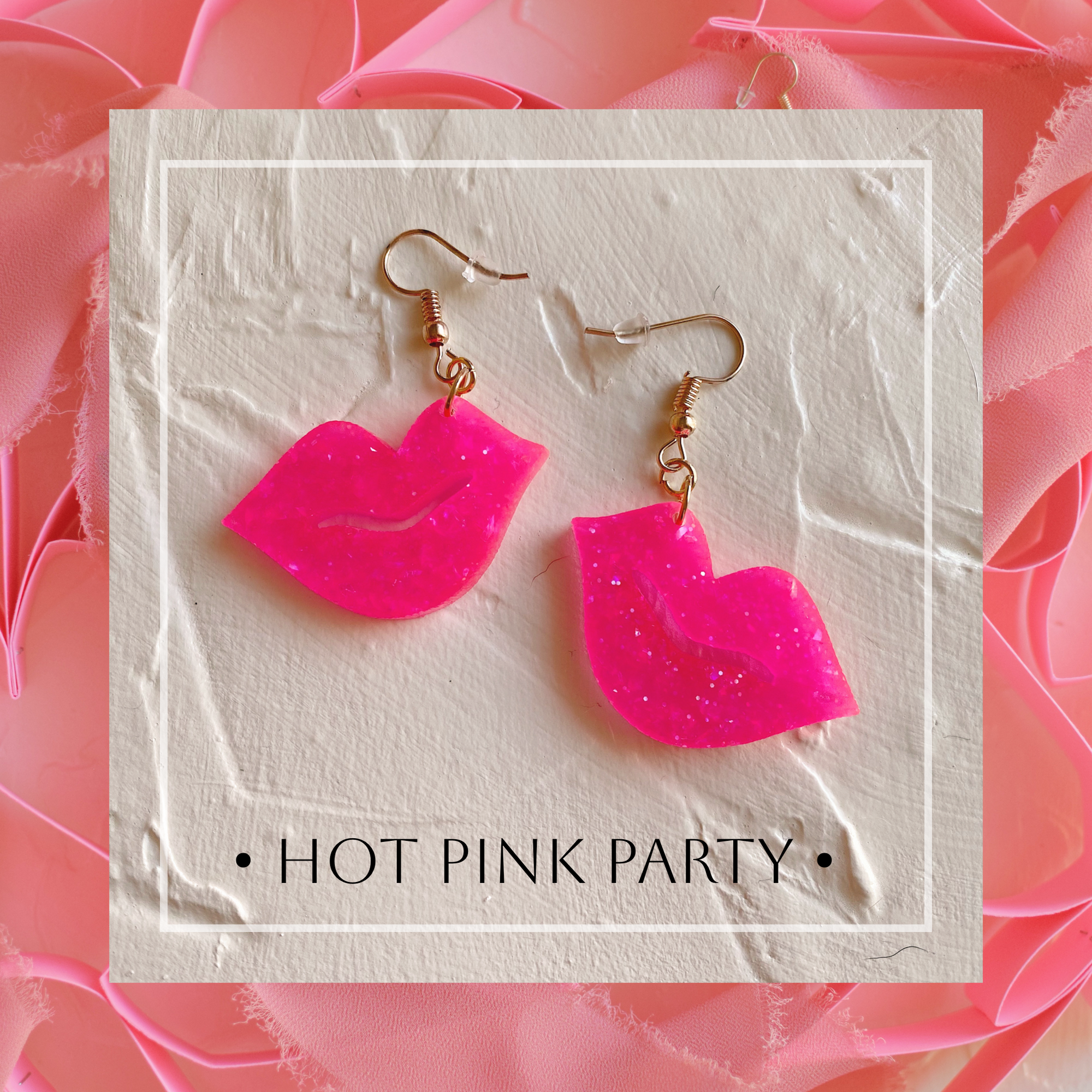 Earrings - Valentines Day - Smooch Dangles - Hot Pink Party