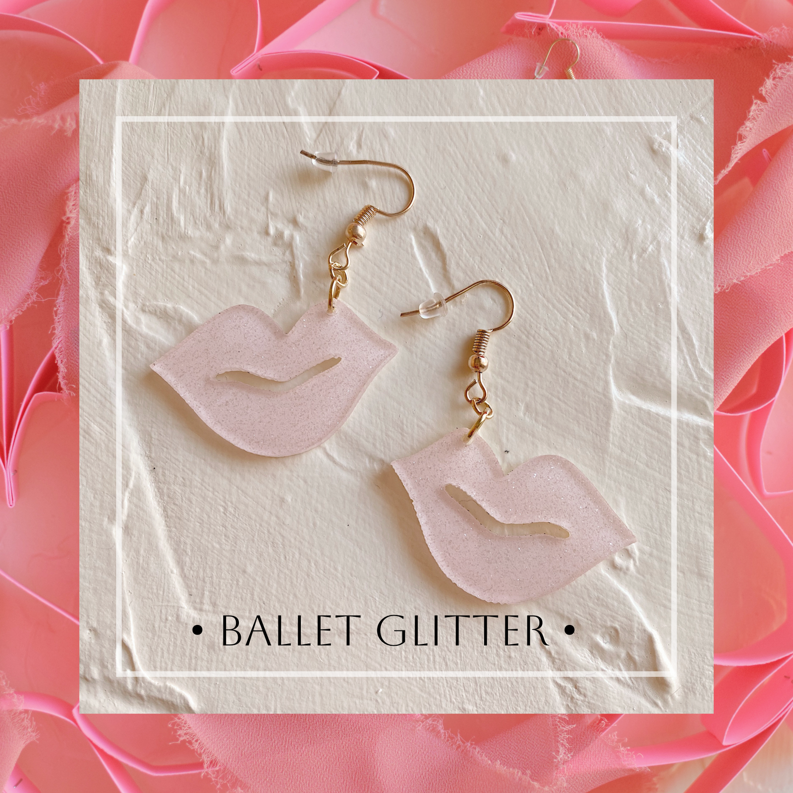 Earrings - Valentines Day - Smooch Dangles - Ballet Glitter
