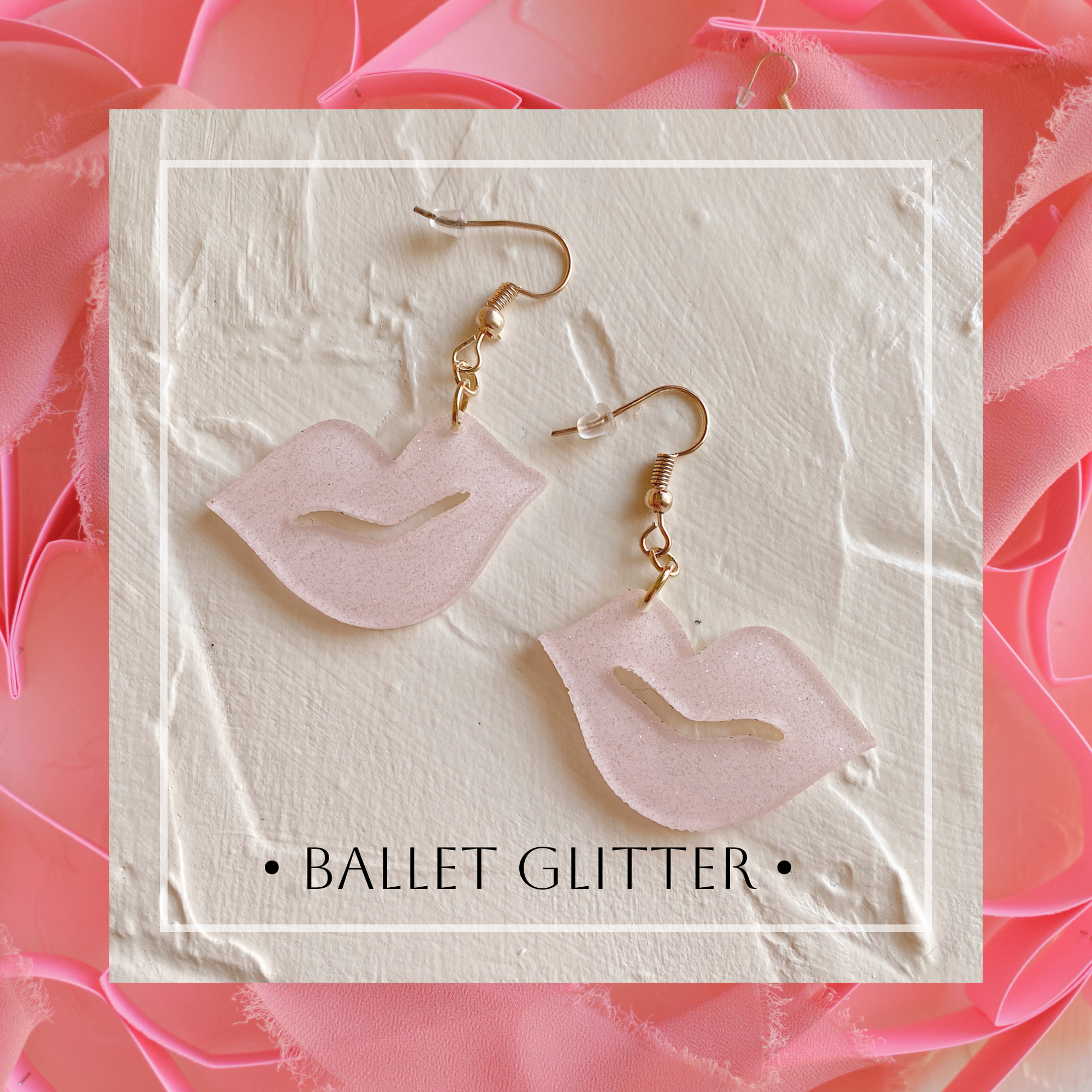 Earrings - Valentines Day - Smooch Dangles - Ballet Glitter