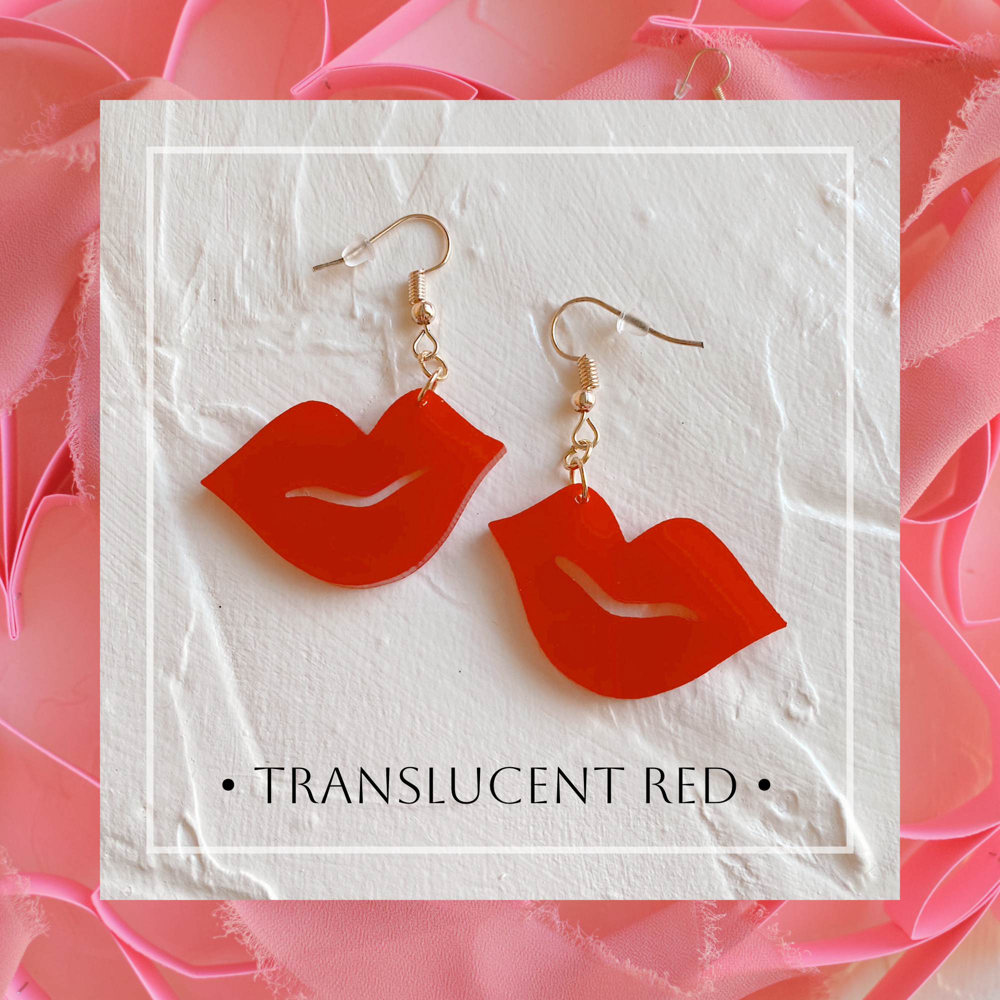 Earrings - Valentines Day - Smooch Dangles - Translucent Red