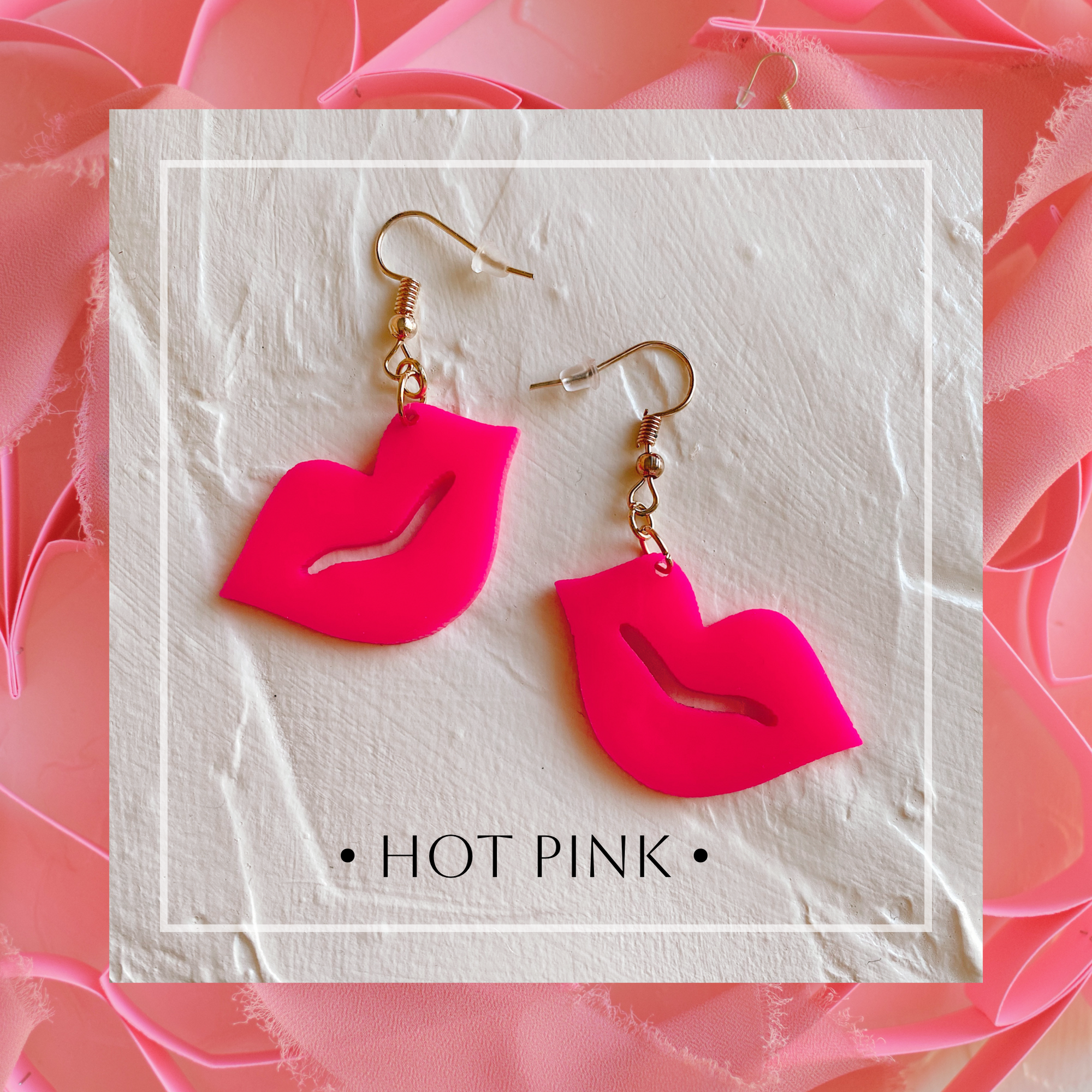 Earrings - Valentines Day - Smooch Dangles - Hot Pink