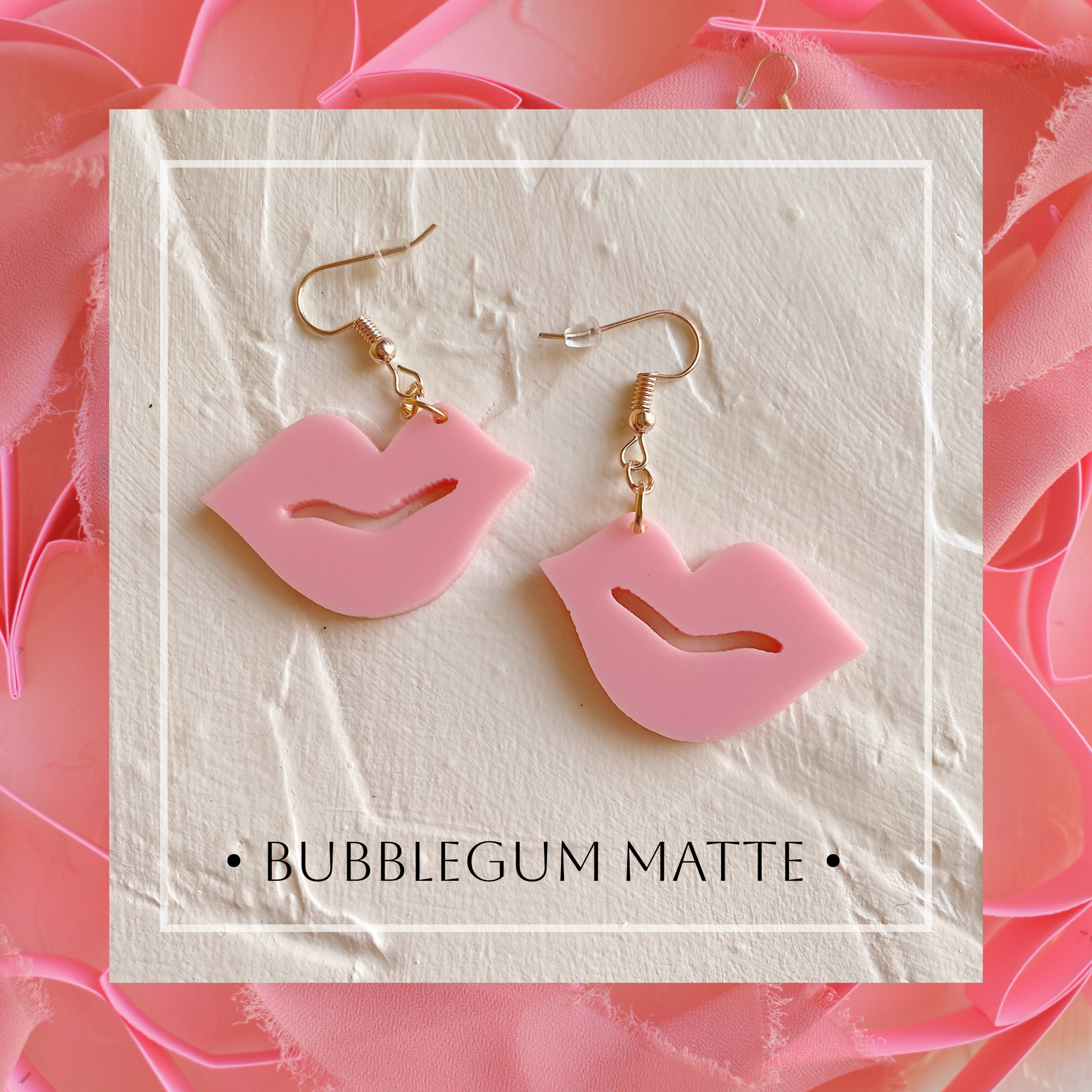 Earrings - Valentines Day - Smooch Dangles - Bubblegum Matte