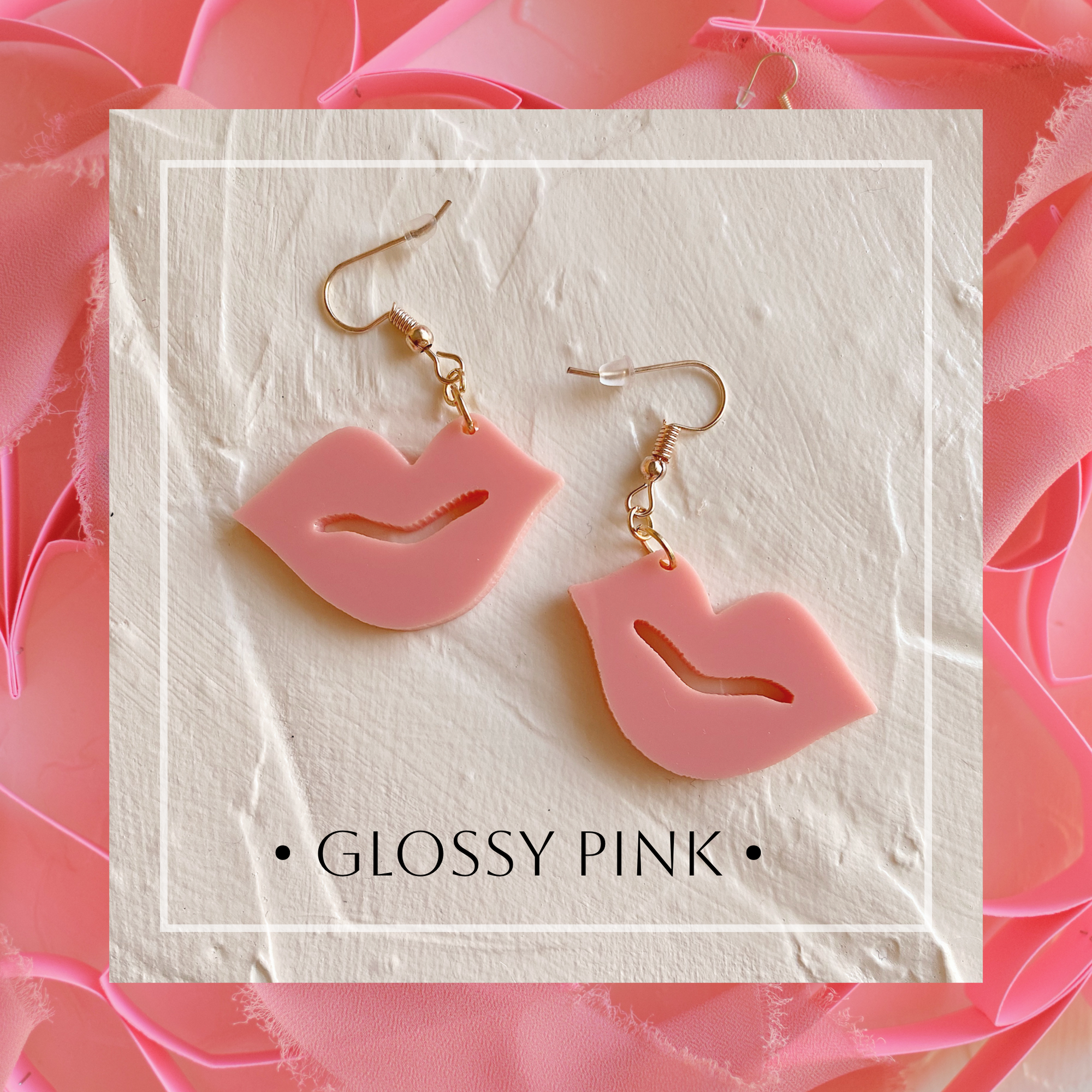 Earrings - Valentines Day - Smooch Dangles - Glossy Pink