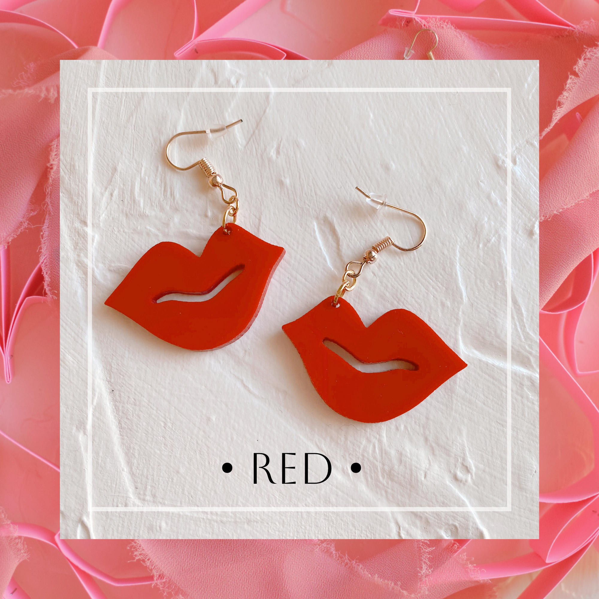 Earrings - Valentines Day - Smooch Dangles - Red