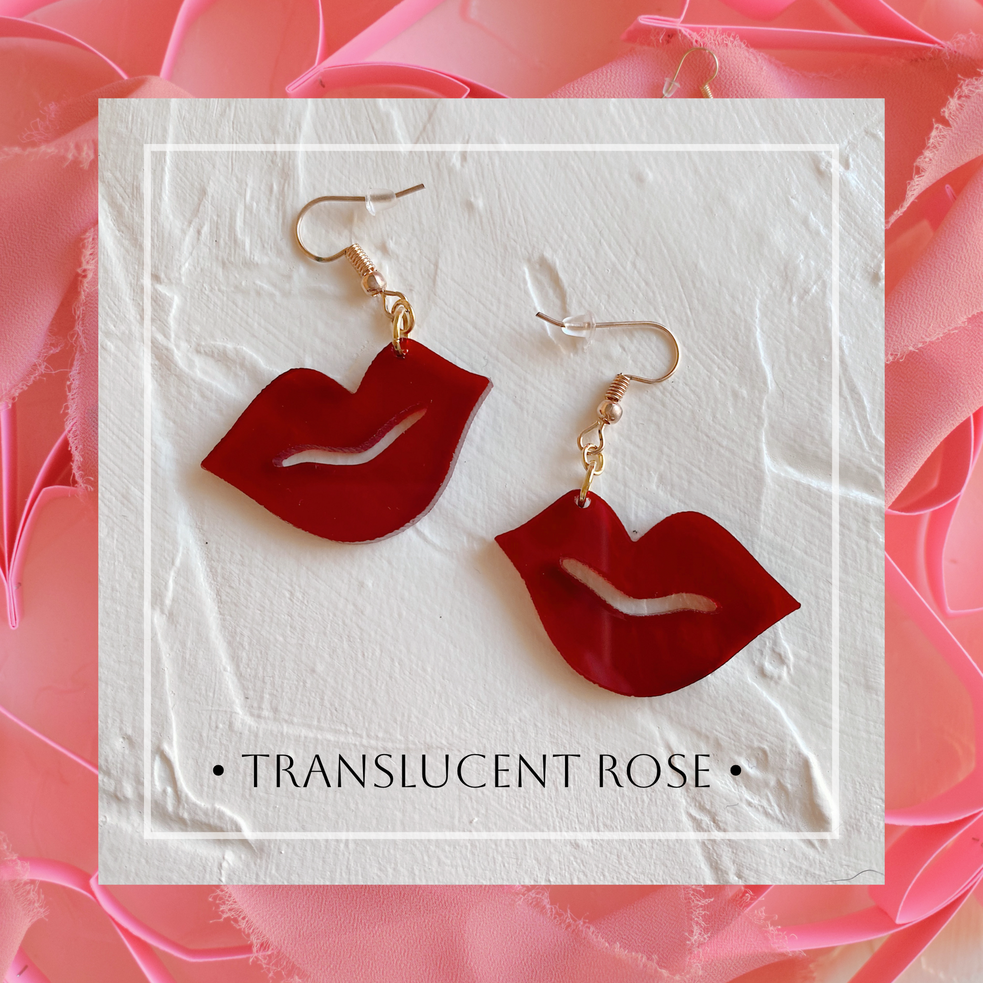 Earrings - Valentines Day - Smooch Dangles - Translucent Rose