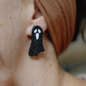 Earrings - Halloween Ghost Studs - Spooky Screams/White