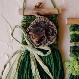 Mini Weave - An Ode to Green + Driftwood - ORNATE WITH BOW -- STRIPED