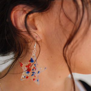 Earrings - 4th of July - Star with Heart Cutout Dangles - America Terrazzo