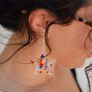 Earrings - 4th of July - Star with Heart Cutout Dangles - America Terrazzo