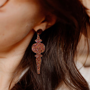 Earrings - Christmas - Pink Glass Ornament Dangles