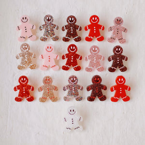Earrings - Christmas - Pink/Brown Smiley Gingerbread Studs