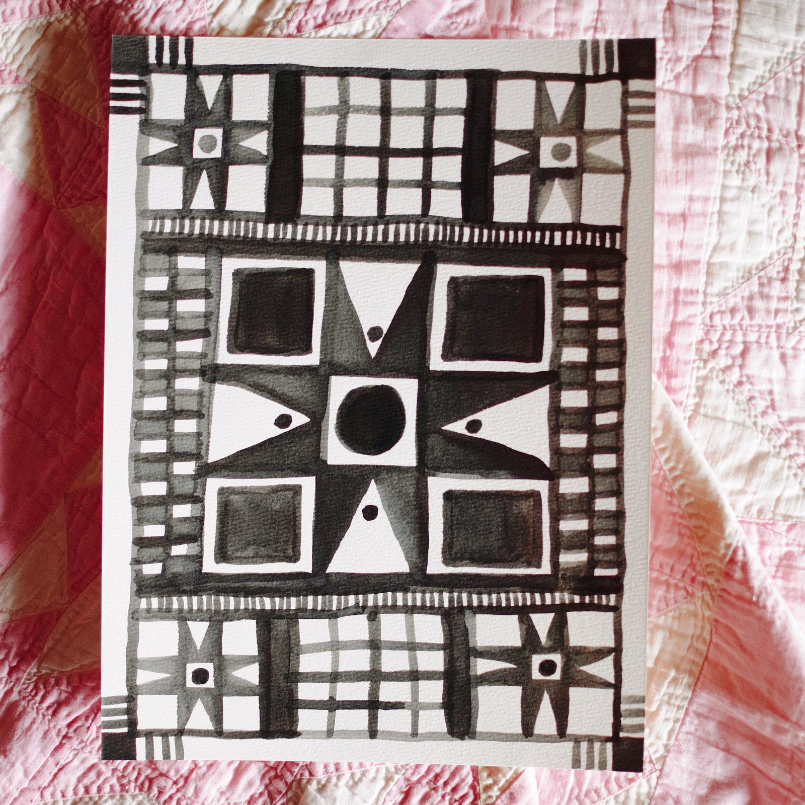 Original Watercolor Painting - Quilt Pattern No. 6