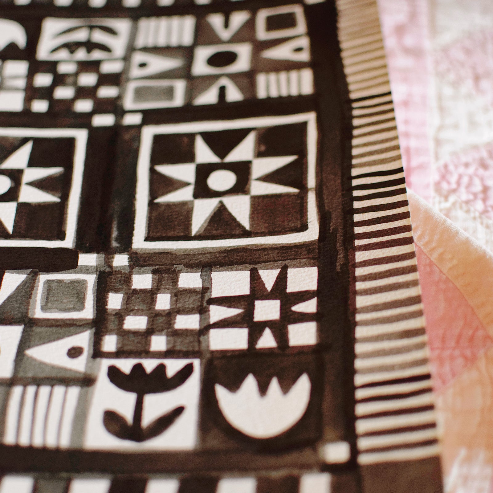 Original Watercolor Painting - Quilt Pattern No. 3