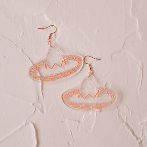 Earrings - Cinco de Mayo - Clear Confetti Sombrero Dangles