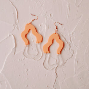 Earrings - Cinco de Mayo - Tangerine/Clear Confetti Colorblock Wiggles