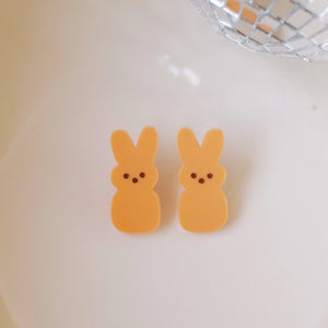 Earrings - Spring/Easter - Tangerine Orange Bunny Peep Posts