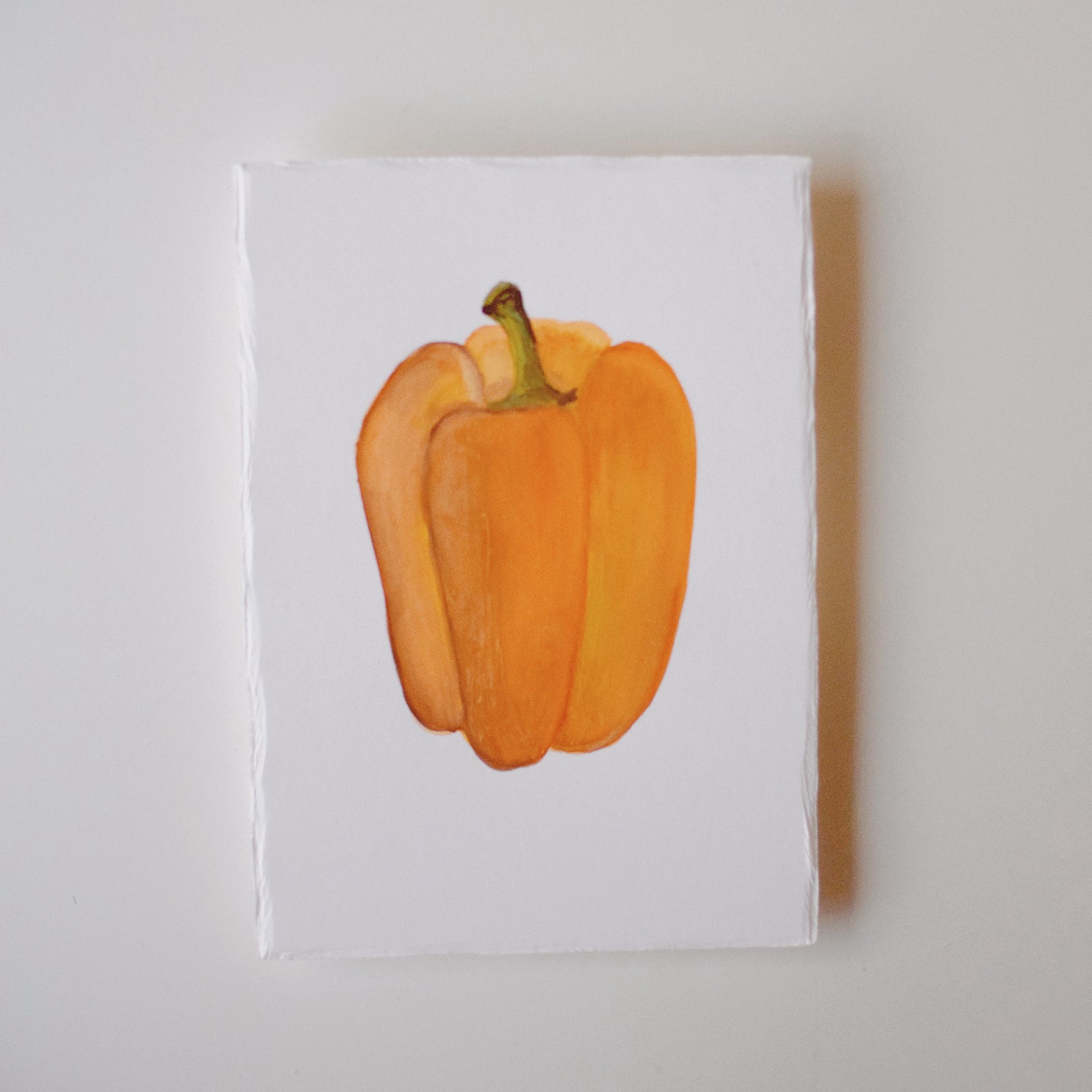 Watercolor Painting - Orange Bell Pepper