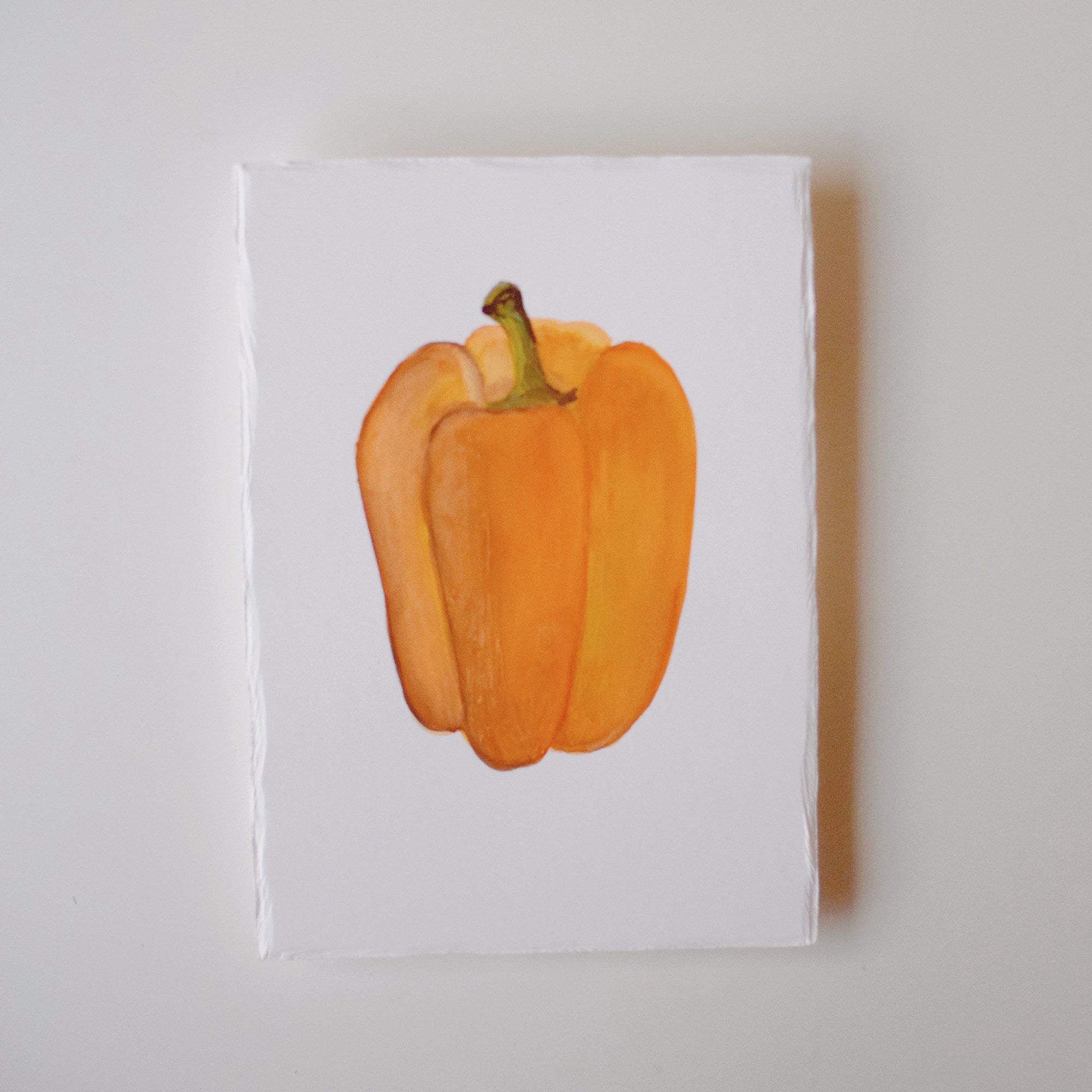 Watercolor Painting - Orange Bell Pepper