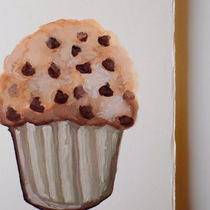 Watercolor Painting - Chocolate Chip Muffin