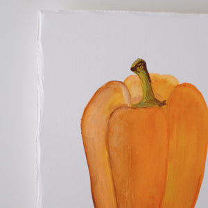Watercolor Painting - Orange Bell Pepper
